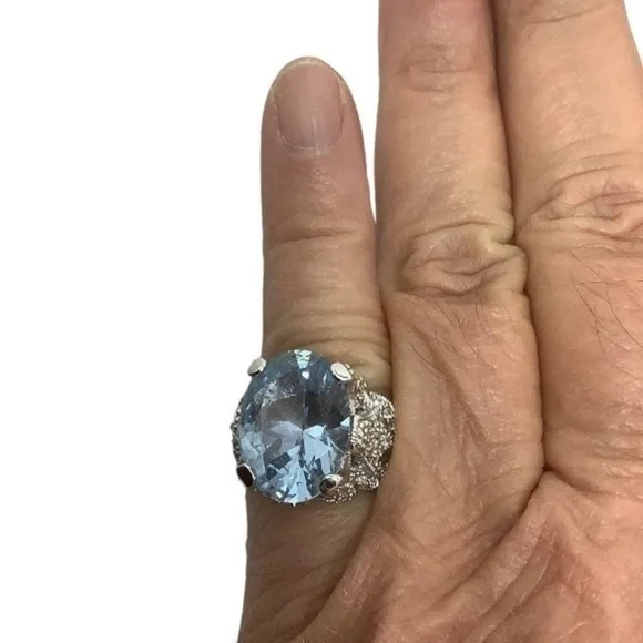 Joseph Esposito blue topaz CZ sterling silver ring - Picture 2 of 7